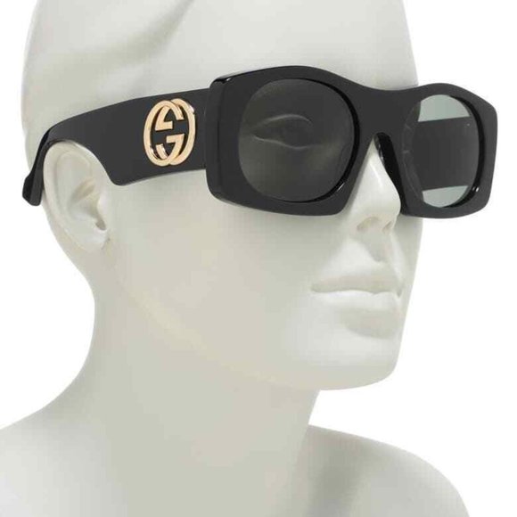 GUCCI Sunglasses 57mm Novelty Sunglasses Black/Gold Case Cloth Warranty SEALED main image 5